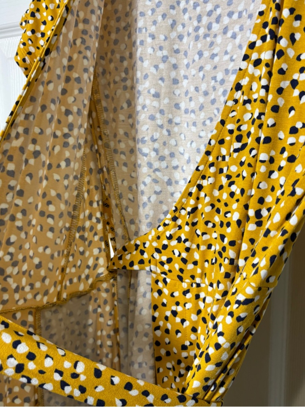 Boden Wrap Dress Cassia Jersey Knit Sz 6P Midi Yellow Polka Dot Cocktails Party - Picture 7 of 10
